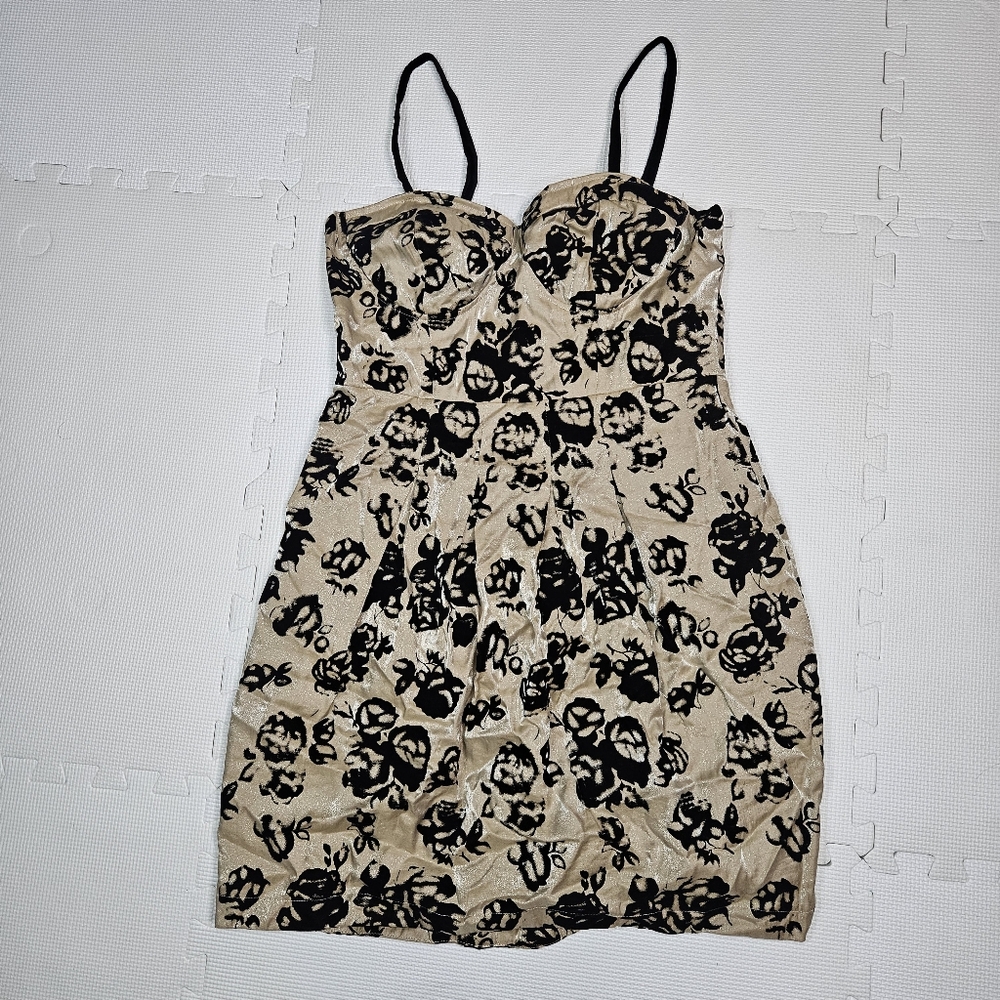Kismet Black and Tan Floral Mini Dress
